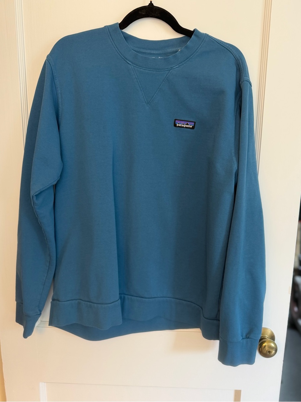 Patagonia Men’s Blue Organic 100% Cotton Logo Crew Neck Pullover Sweatshirt L